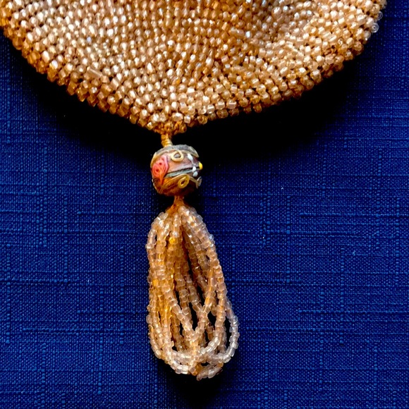 Vintage, Mauve, Beaded Drawstring Evening Purse - Picture 4 of 8